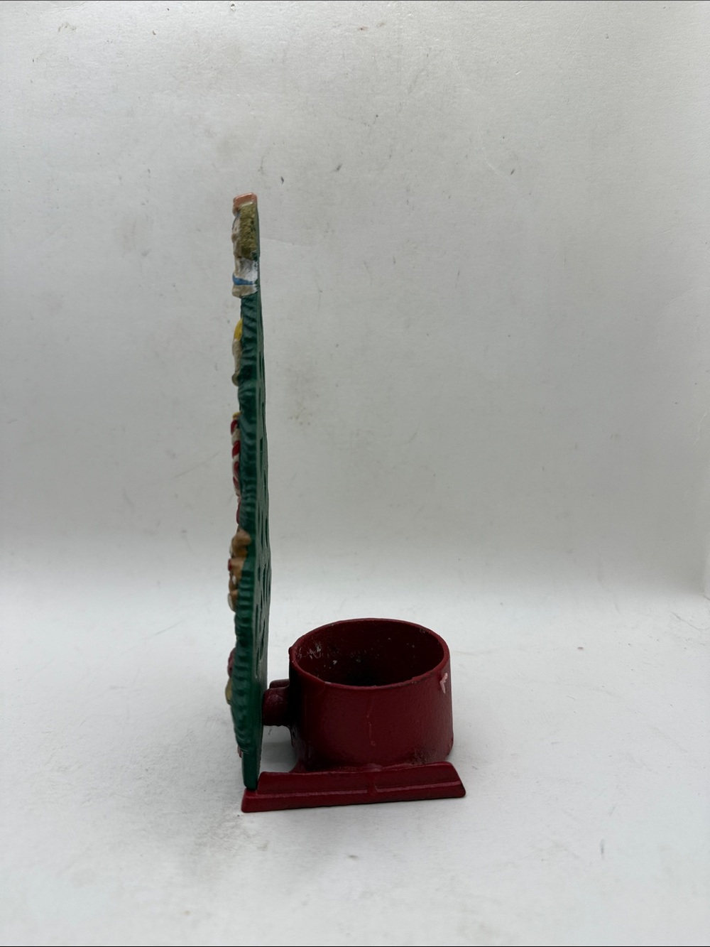 Vtg Cast Iron Christmas Tree Tealite Decor Candle Santa Snowman Bear Collectible - Picture 3 of 15